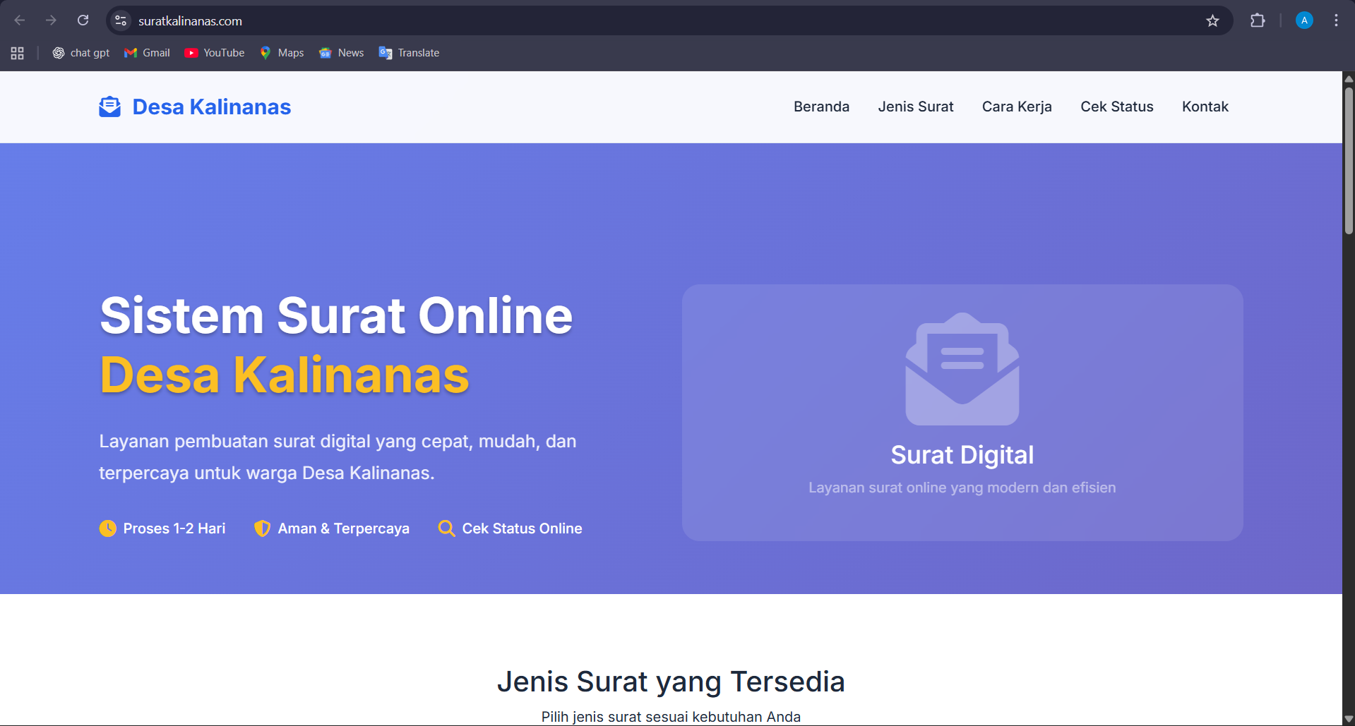 Sistem Surat Online Desa Kalinanas